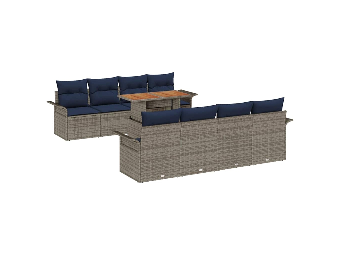 Maison Exclusive - Conjunto De Sofá De Jardim 9 Pcs Cinzeto Rattan Sintético