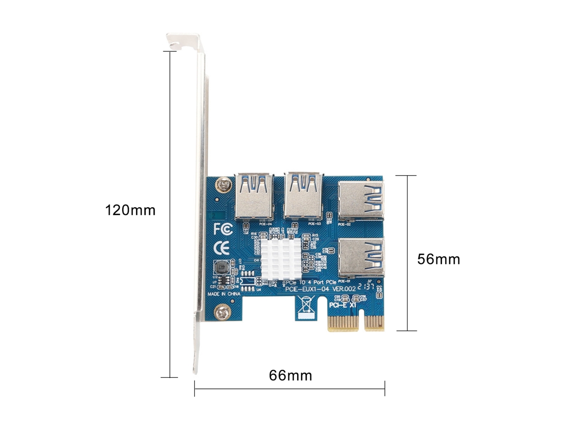 1 Para 4 Splitter Pcie Adaptador Usb 3.0 Externo Conversor De Porta Placa De Expansão