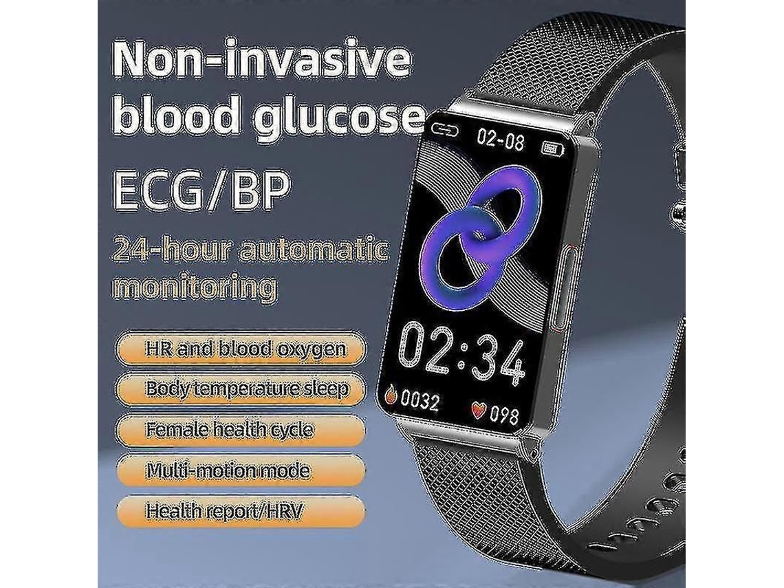 Relógio Inteligente Com Monitor De Glicose No Sangue Termômetro De Medição De Pressão Arterial Design À Prova D'água Para Rastreamento De Saúde D