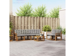 Vidaxl Conjunto De Sofás Para Exterior 7 Pcs Cinza Natural E Claro