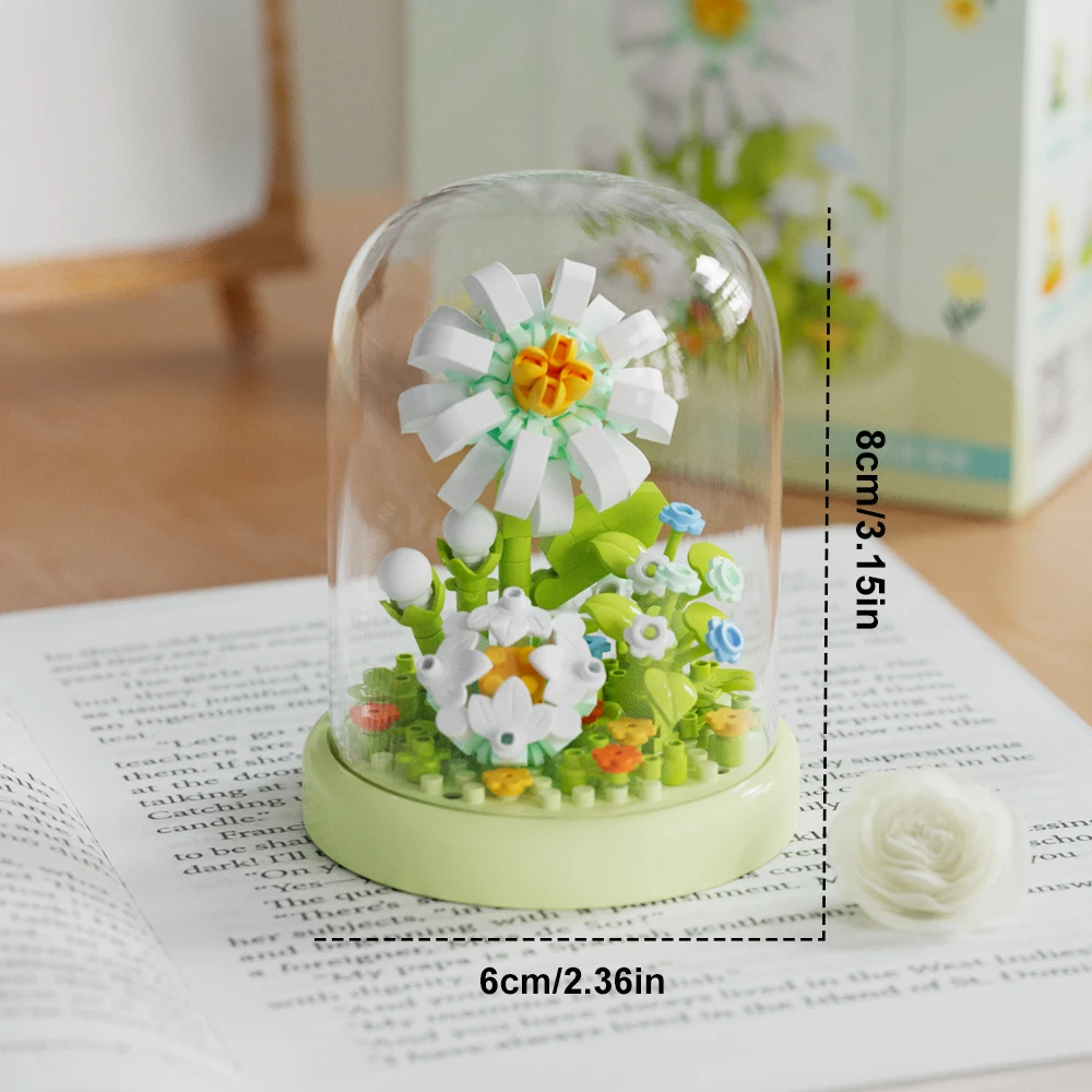 Faça Você Mesmo Um Buquê Preservado Em Vaso Com Plantas Em Miniatura E Um Modelo De Bloco De Montar.