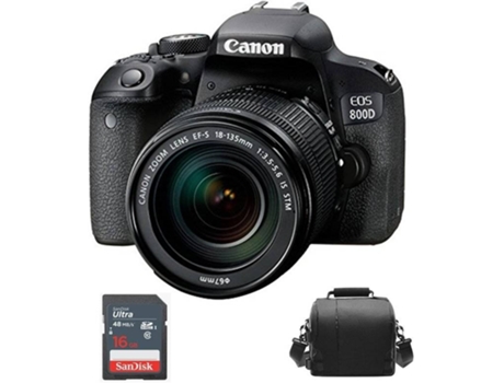 Kit Máquina Fotográfica Reflex CANON EOS 800D EF-S 18-135mm F3.5-5.6 IS STM + Bolsa+ 8GB SD