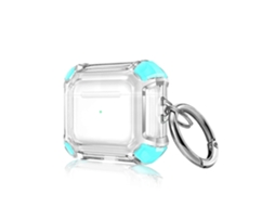 Película protetora transparente antichoque em policarbonato para iPhone e AirPods 3, bicolor, com alça para pendurar (verde menta). GIECY (unidade)