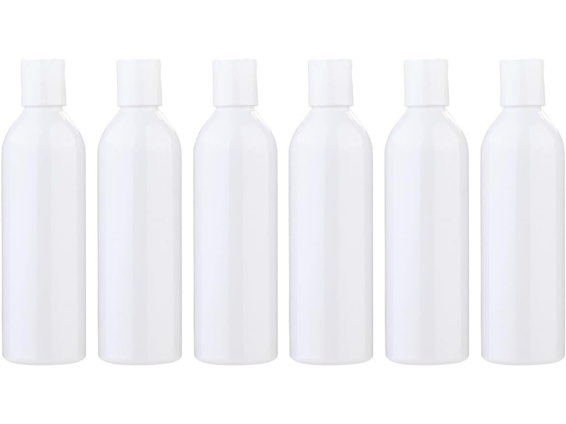 Conjunto De 6 Frascos Vazios De 250ml Com Tampa De Pressão Em Pet E Pp, Fáceis De Limpar.
