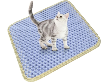 Cat Litter Mat Scatter Control, Litter Tray Mat Double Layer Honeycomb Large Holes Design, Waterproof Eva Material Beijiyi (30x30cm, Blue)