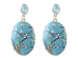 Brinco De Ouro Antigo Chinoiserie Com Diamante Imitado