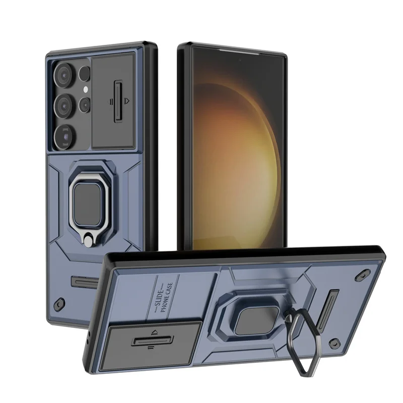 (azul, Galaxy A17) Capa Magnética Para Celular Com Suporte Veicular E Proteção Fosca Para A Câmera Deslizante.