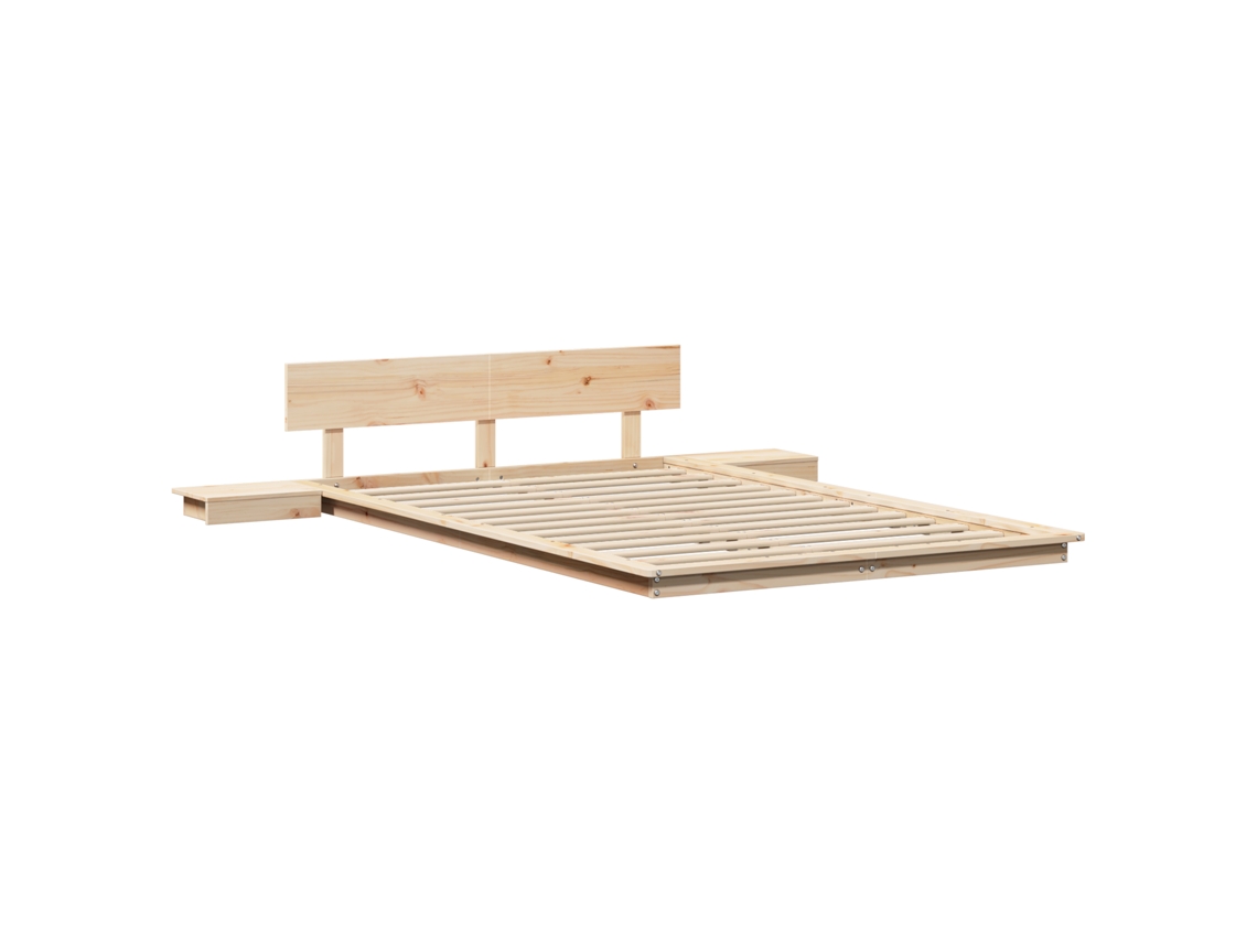 Conjunto 1 Estrutura Da Cama Vidaxl Castanho Madeira De Pinho Maciça (120 X 190 Cm)