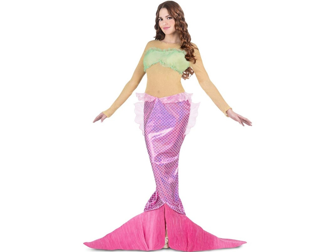 Fato de sereia rosa com cauda para mulher