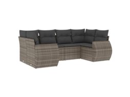 Conjunto de 6 Sofás de Jardim com Almofadões Vime Cinzento MAISON EXCLUSIVE (80x200 cm)