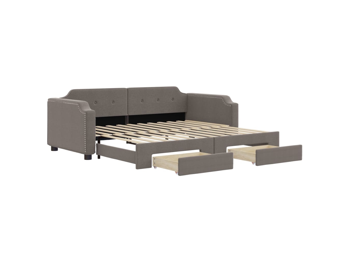 Daybed With Trundle, Daybeds With Trundles Vidaxl Cinzento-acastanhado Tecido (100 X 200 Cm)