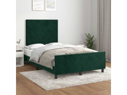 Vidaxl Estrutura De Cama Com Colchão Verde Escuro 120x190 Cm Veludo