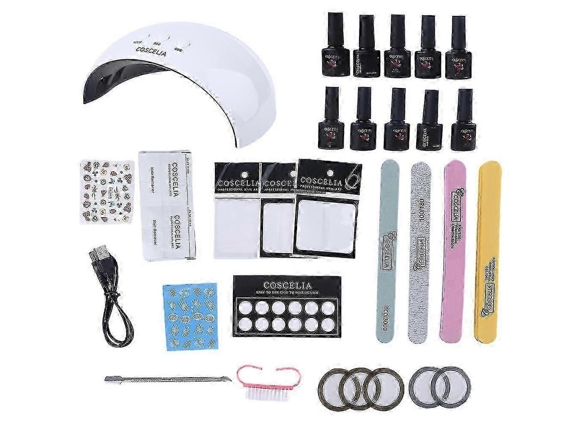 Kit Esmalte Em Gel Com Luz Uv 60s 90s 120s Timer Setting Unhas Lâmpada Manicure