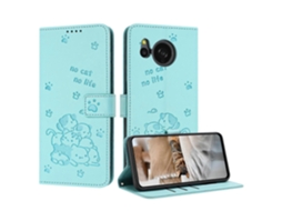 Capa De Couro Para Celular Com Estampa De Gatinho E Cordão