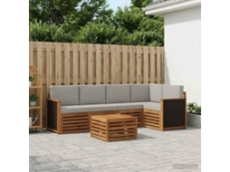 Vidaxl Conjunto De Sofá Sectional 5 Pcs Natural E Cinzento-claro