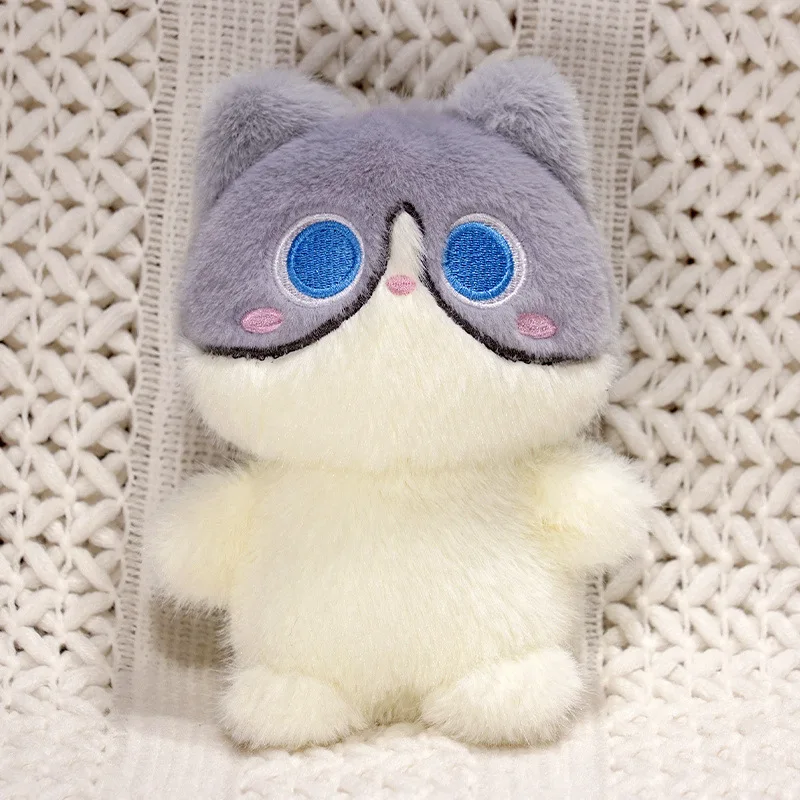 Brinquedo de Pelúcia Gato Siamês Macio de 20cm, Presente de Aniversário Fofo MDUG (branco/cinza 20cm)