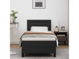 Vidaxl Cama Box Com Fitas Led Preto 90 X 200 Cm Couro Sintético