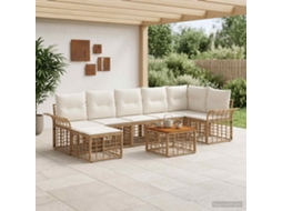 Vidaxl Conjunto De Sofás Para Exterior 8 Pcs Natural E Branco Creme