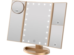 Tri Fold Makeup Mirror, 21 Leds And 2x/3x Magnification, Touch Switch To Adjust Brightness Beijiyi (gold)