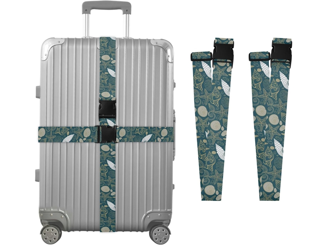 Conjunto De 2 Cintas Bagagem Personalizadas Em Formato Concha Com Fivelas Para Malas, Na Cor Verde