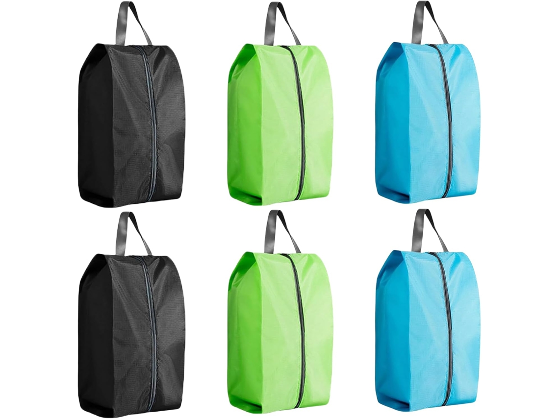 6 peças de bolsa para sapatos de viagem, bolsa para sapatos portátil respirável, não tecida, à prova de poeira, com zíper e alça Zeuxo