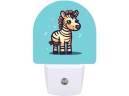 Luminária Noturna Led Com Sensor De Movimento, Estampa De Zebra Em Desenho Animado, Luz Branca Quente Suave