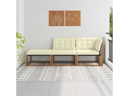 Vidaxl Unidades De Sofá Seccional Para Exterior 3 Peça Natural