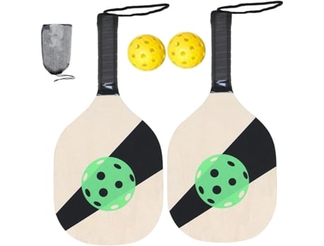 Conjunto de raquetes de madeira para pickleball com bolsa, raquete para iniciantes, durável, 40 cm de comprimento, 19 cm de largura, para homens, mulheres e crianças, 2 raquetes, 2 bolas de picles, portátil, unikm