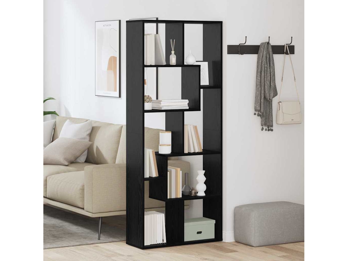Vidaxl Gabinete De Livros 8 Níveis 67 X 25 X 162 Cm Carvalho Preto