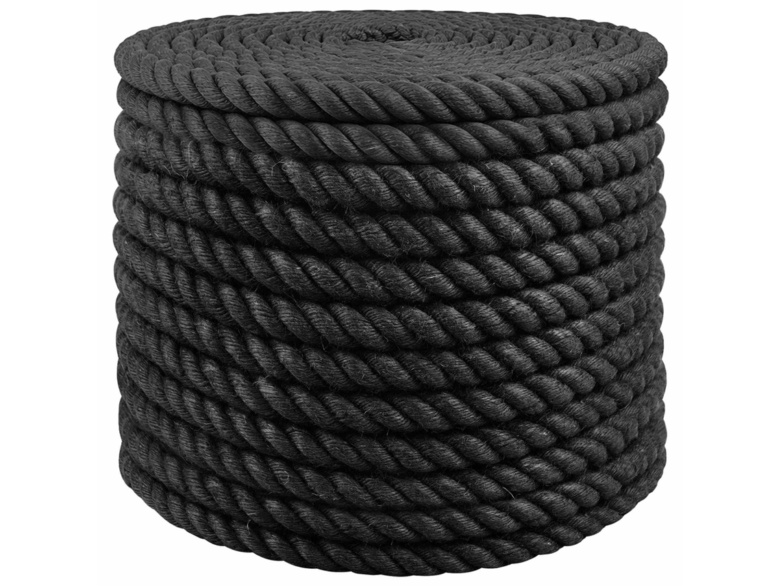 Vidaxl Corda De Juta 16 Mm Preto 100% Juta Tossa