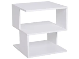 Mesa De Centro, Mesa De Cabeceira, Mesa Lateral De 2 Níveis Com Prateleira De Armazenamento Para Sala De Estar, 40x40x43cm, Branca