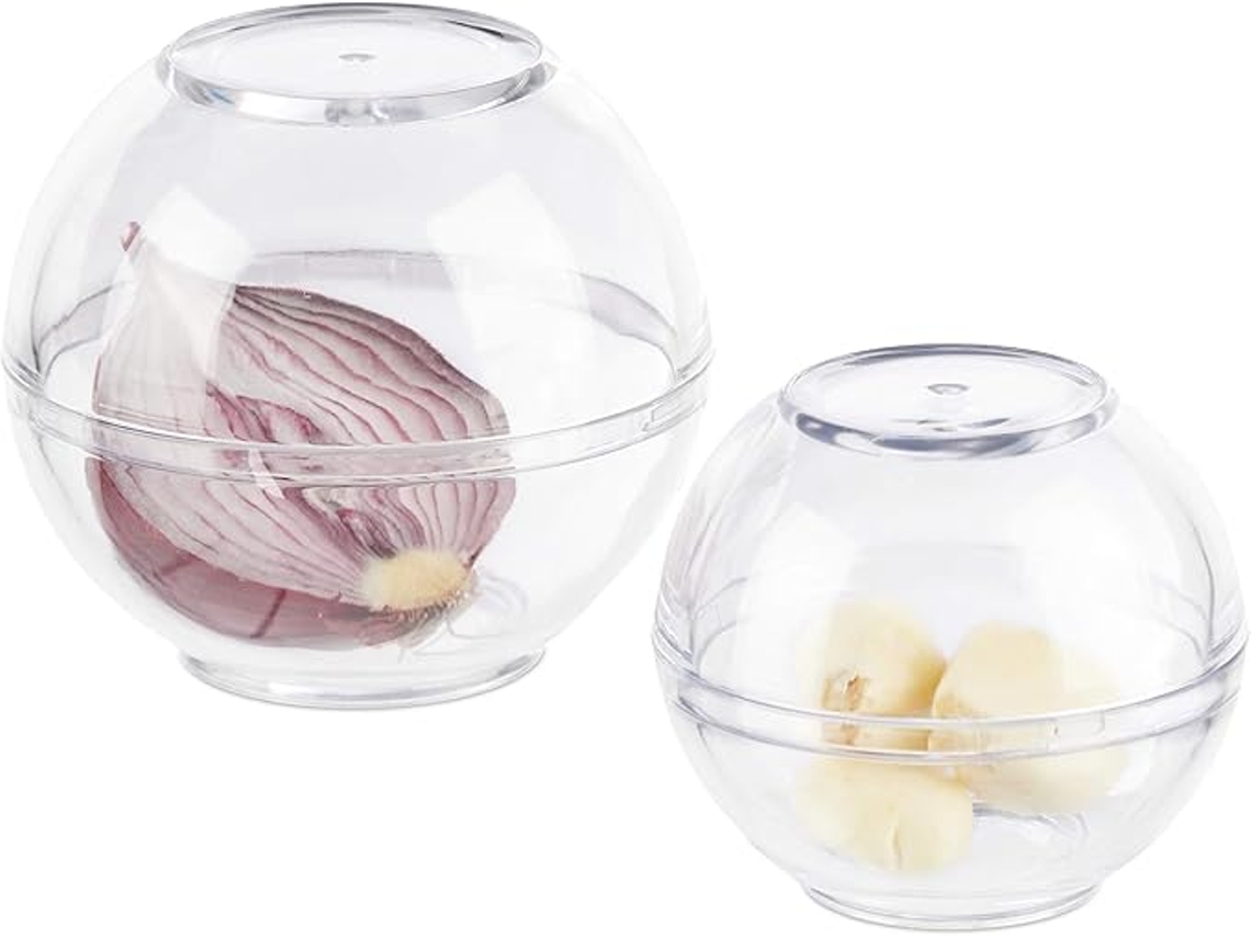 Jarro de Armazenamento 2 Peças, Recipiente de Armazenamento Alho e Cebolas, Geladeira, Plástico, 7 9 Cm, Transparente ZYBLSSBB
