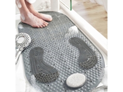 Tapete De Baño Antideslizante Com Pedra Extraível Para Massagem E Exfoliação De Pés 15,7x31,4 Polegadas