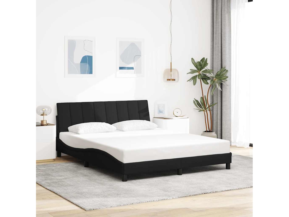 Vidaxl Estrutura De Cama Sem Colchão Hanko 160x200 Cm Tecido Preto