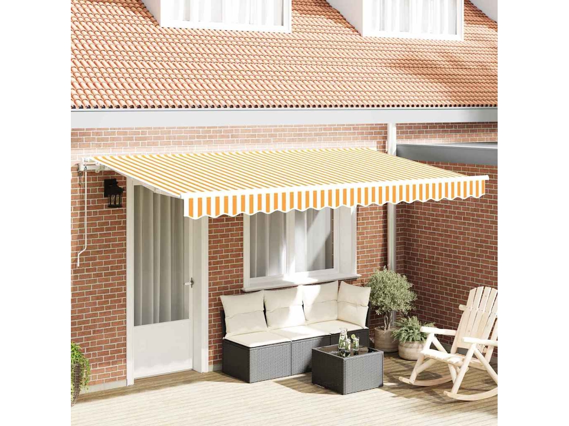 Vidaxl Toldo Retrátil Amarelo 400 X 200 Cm Tecido