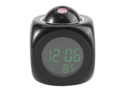 Relógio digital Baok com projeção de parede em LCD LED, alarme de voz e indicador de temperatura multifuncional em tecido.