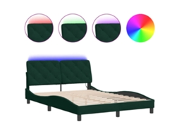Estrutura de Cama com Led Sem Colchão Veludo Verde Escuro MAISON EXCLUSIVE (140x200 cm)