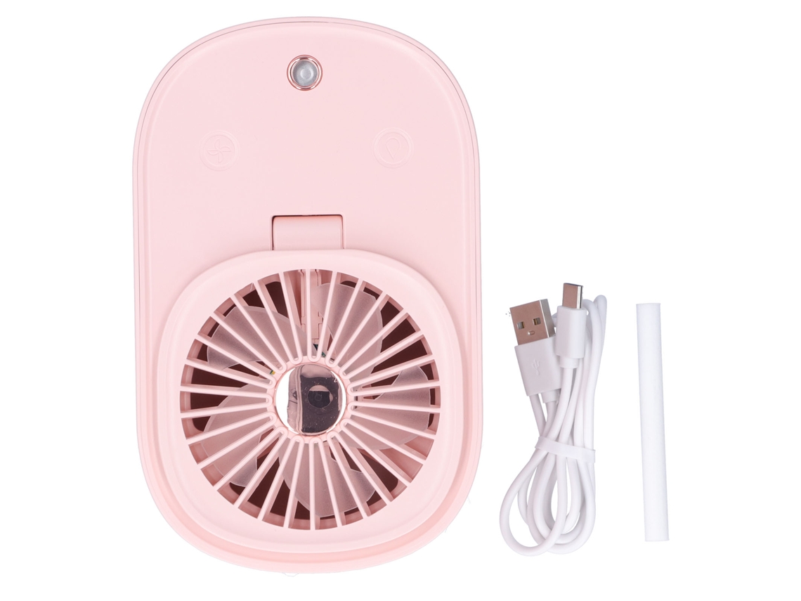 Ventilador Elétrico Plegable 90 Graus 2 em 1 com Umidificador Rosa