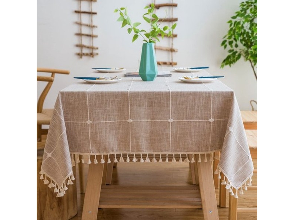 Tecido De Mesa Elegante - Coton E Linho Natural - 1 Peça - Bege