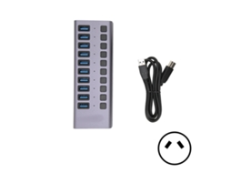 Hub Usb3.0 Estação De Docking Com 10 Portas Transmissão Rápida Chave De Energia Individual Cinza Au