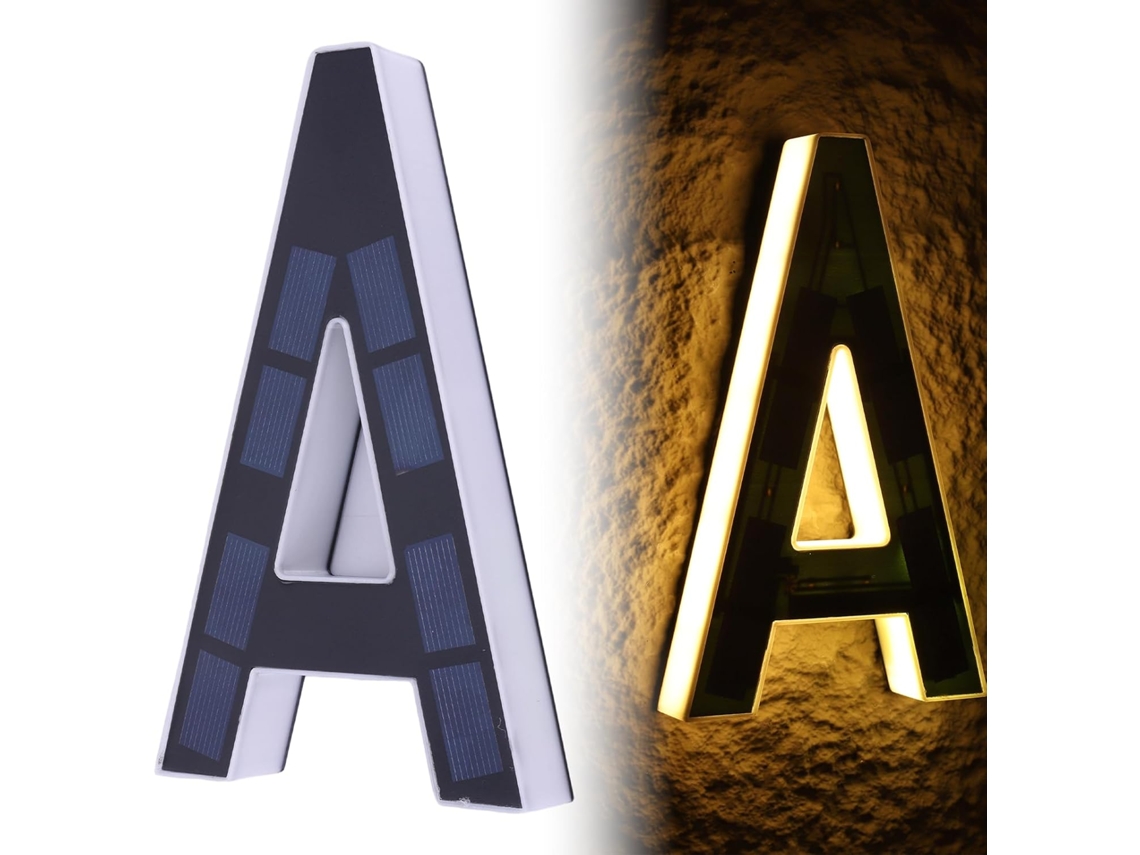 Números De Casa Iluminados Por Energia Solar 17cm Exterior, Números E Letras De Led Solares, Placa De Endereço