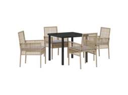 Conjunto de Jantar para Jardim com Almofada 5 Pcs Bege Vime Pe MAISON EXCLUSIVE