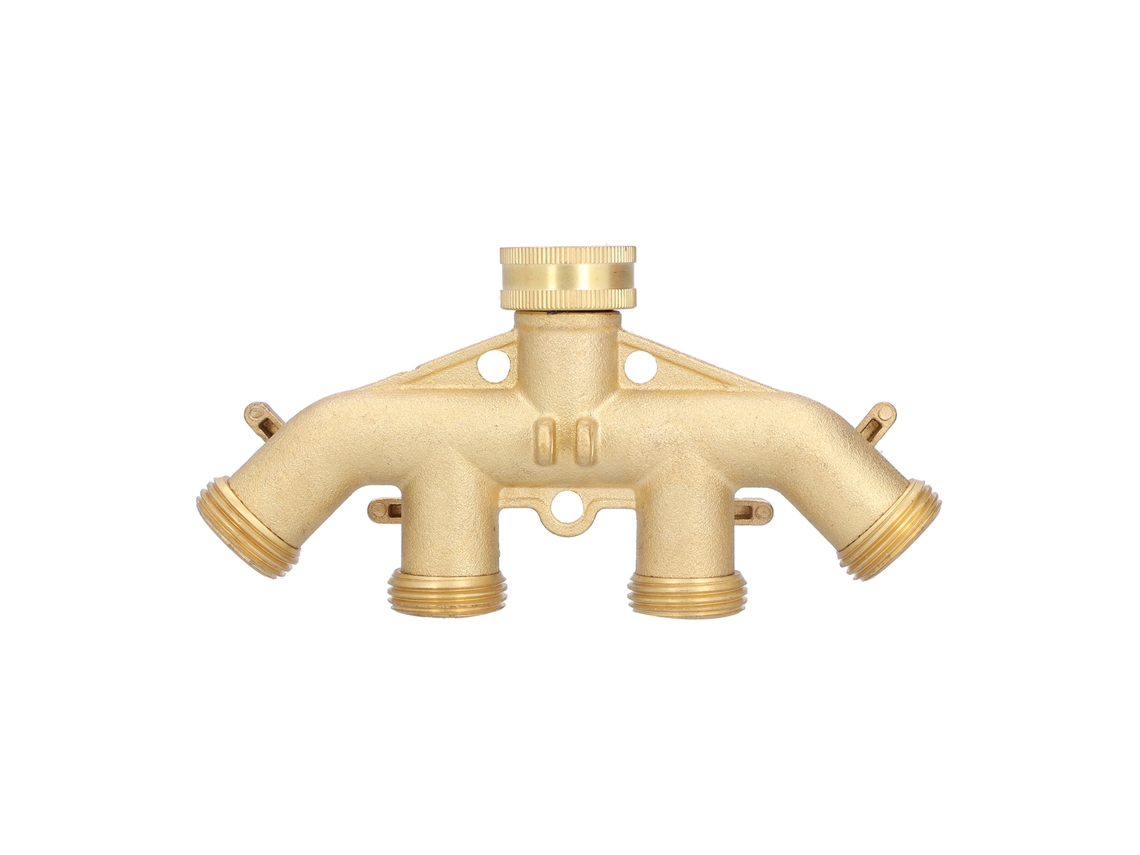 Adaptador Divisor Mangueira Latão 4 Vias G3/4 Jardim Conector