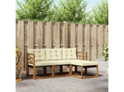 Vidaxl Conjunto De Sofás Para Exterior 4 Unid. Natural E Creme
