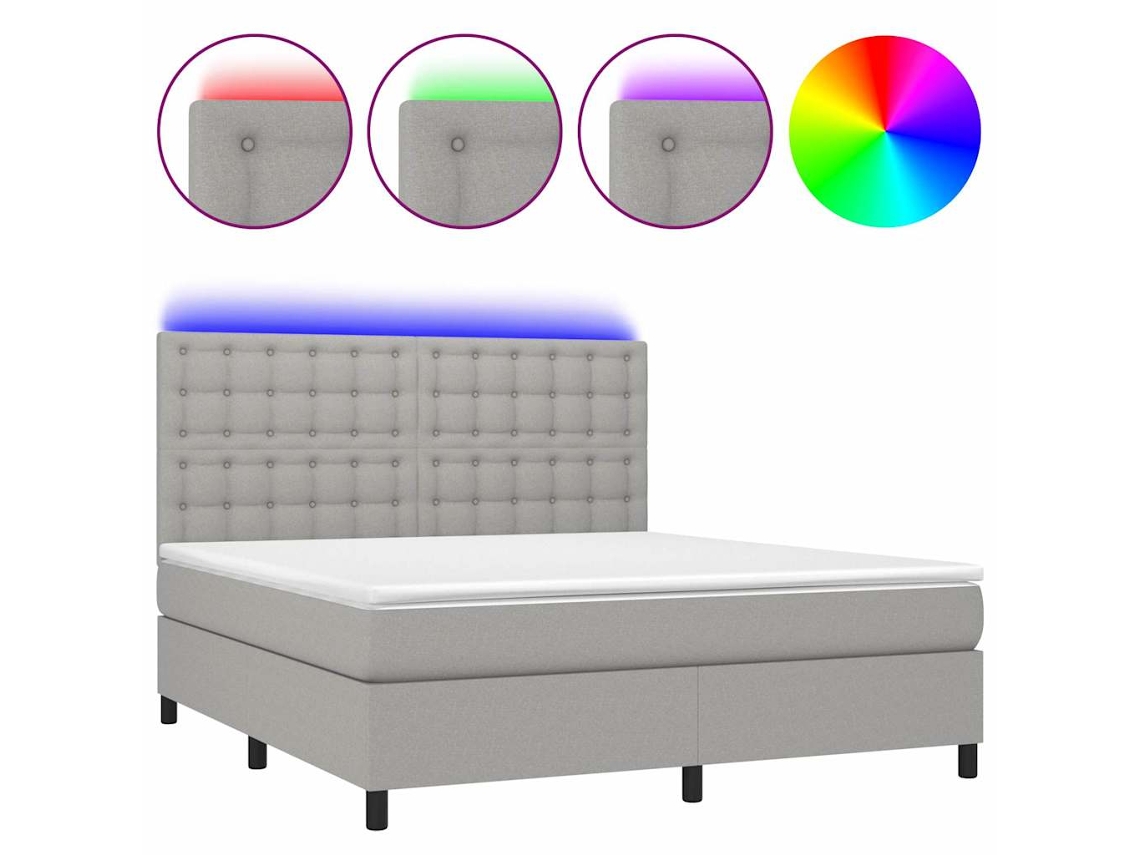 Box Spring Bed, Box Spring Beds Vidaxl Cinzeto Tecido (180 X 200 Cm)