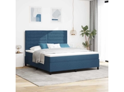 Vidaxl Cama Box Com Colchão Com Led Azul 180 X 200 Cm Tecido