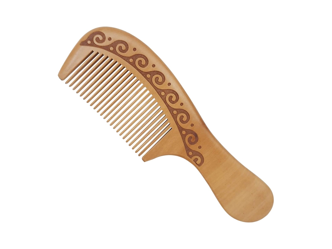 Peine de Madeira para Desembaraçar Cabelo e Barba, Madeira Natural Antistática (marrom Claro)
