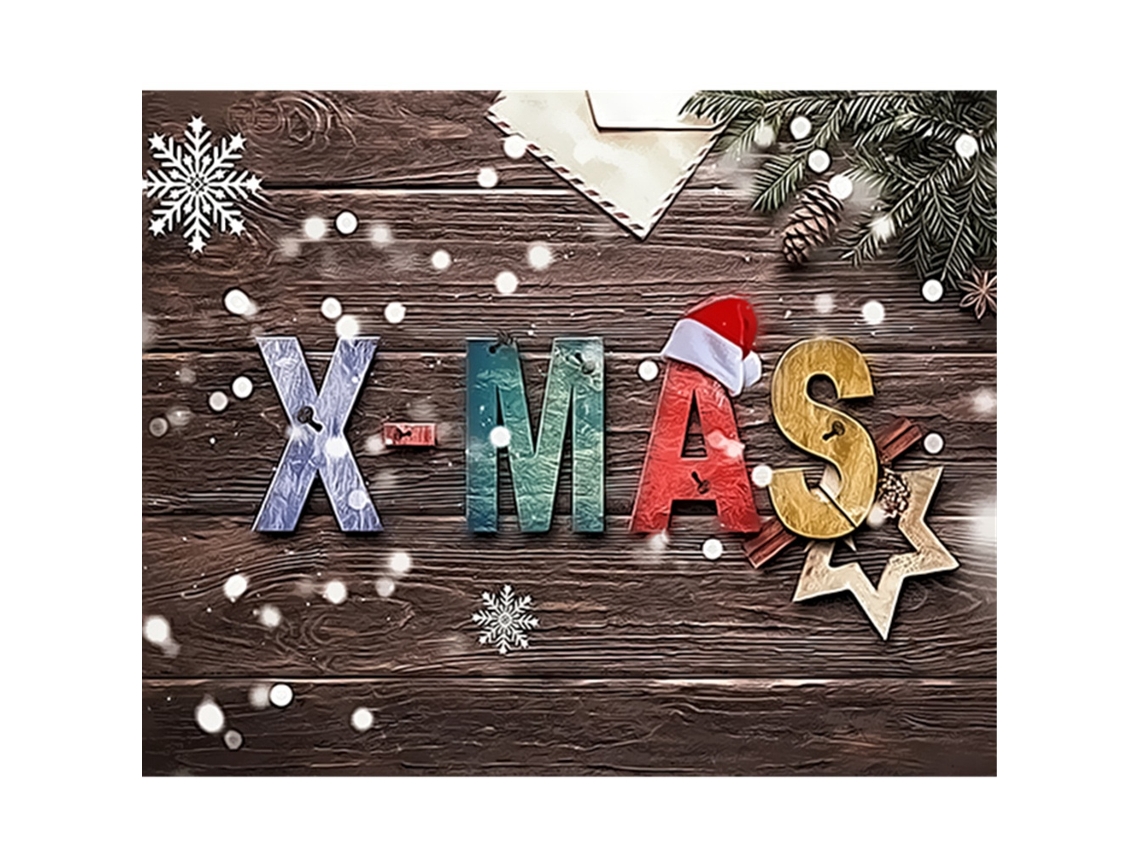 Uma pintura a óleo digital (com tema de Papai Noel, neve e osso de gato, Linho Feita, um item decorativo pintado à mão)