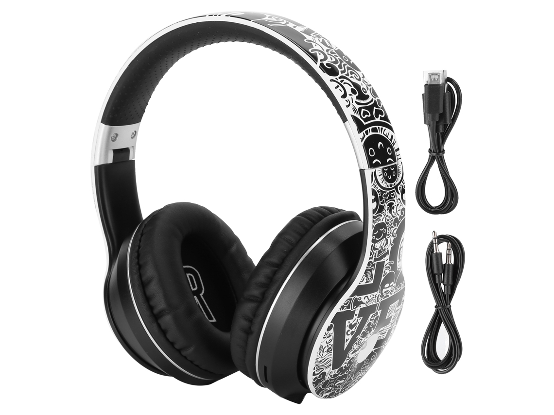 Fones De Ouvido Sem Fio Bluetooth Bt5.0 Com Cancelamento De Ruído, Som Estéreo, Dobráveis, Para Esportes, Nas Cores Preto E Branco. Brilvibera