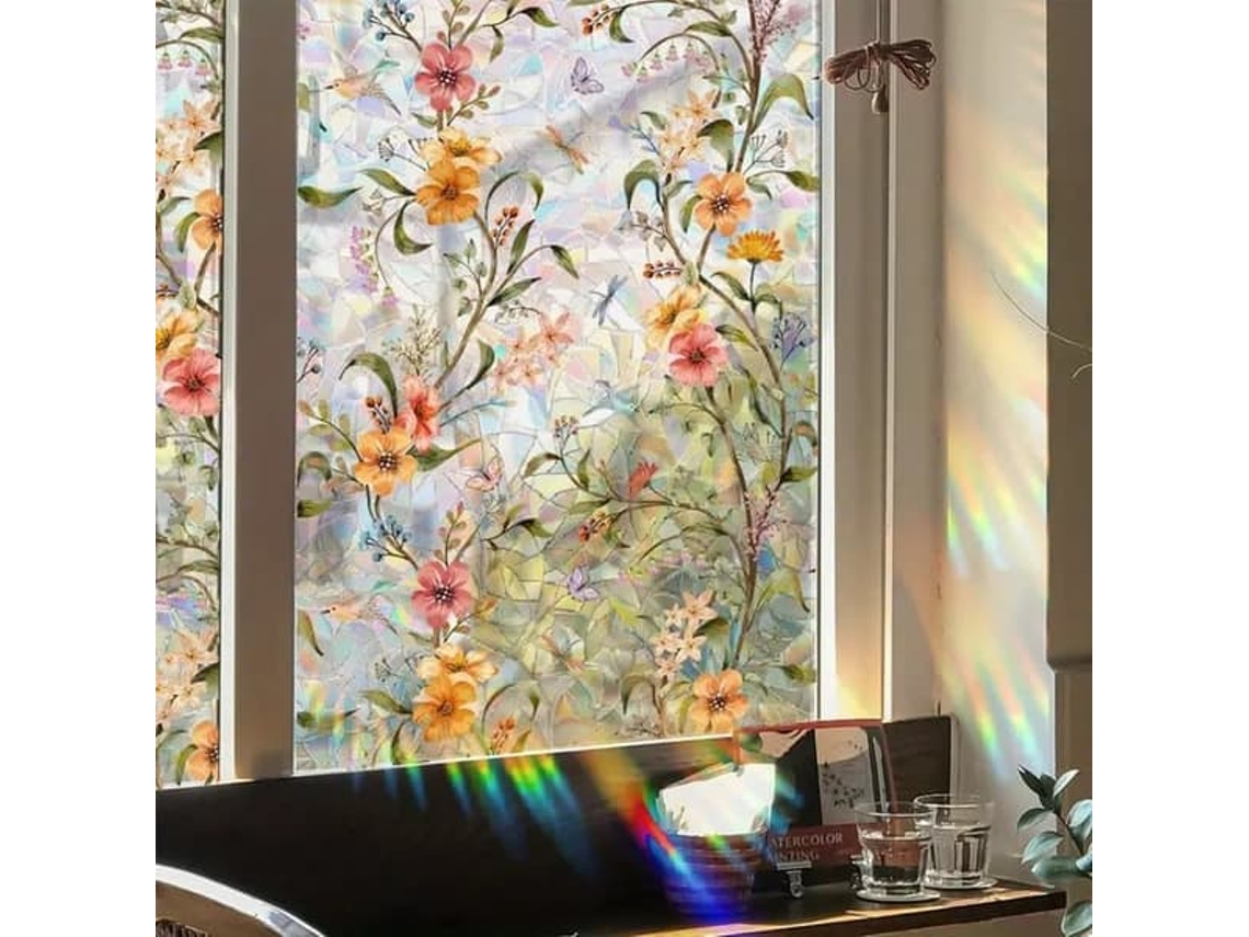 Película Para Janela Com Decoração Arco, Íris 3d Estática, 40x100cm, Para Privacidade, Adesivo De Vidro